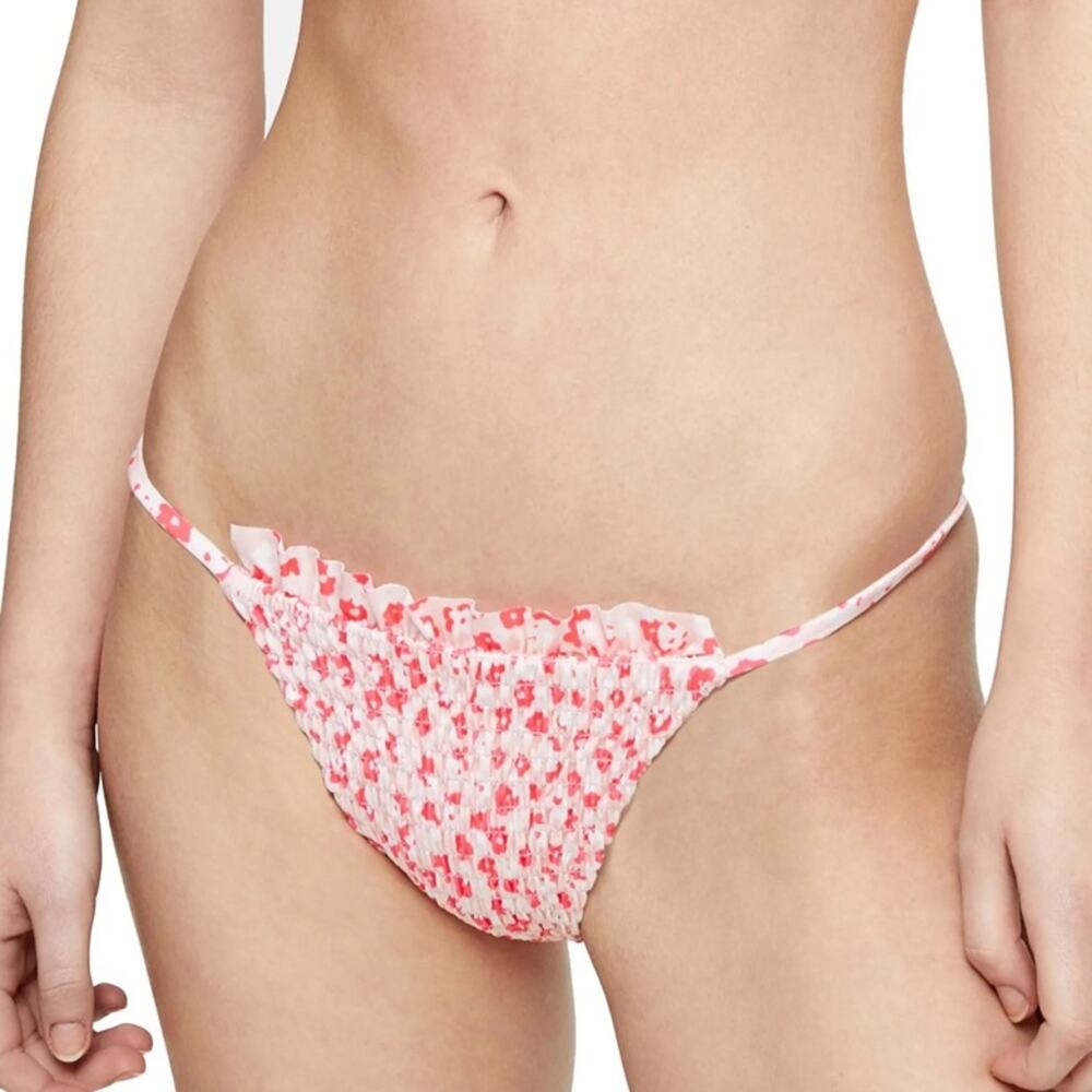 Topshop Women's Pink Floral Ditsy High Leg String Bikini Swim Bottoms sz 6